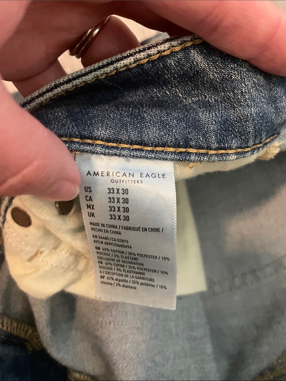 American Eagle Outfitters Men’s Washed Blue Slim Straight Jeans - Picture 4 of 7